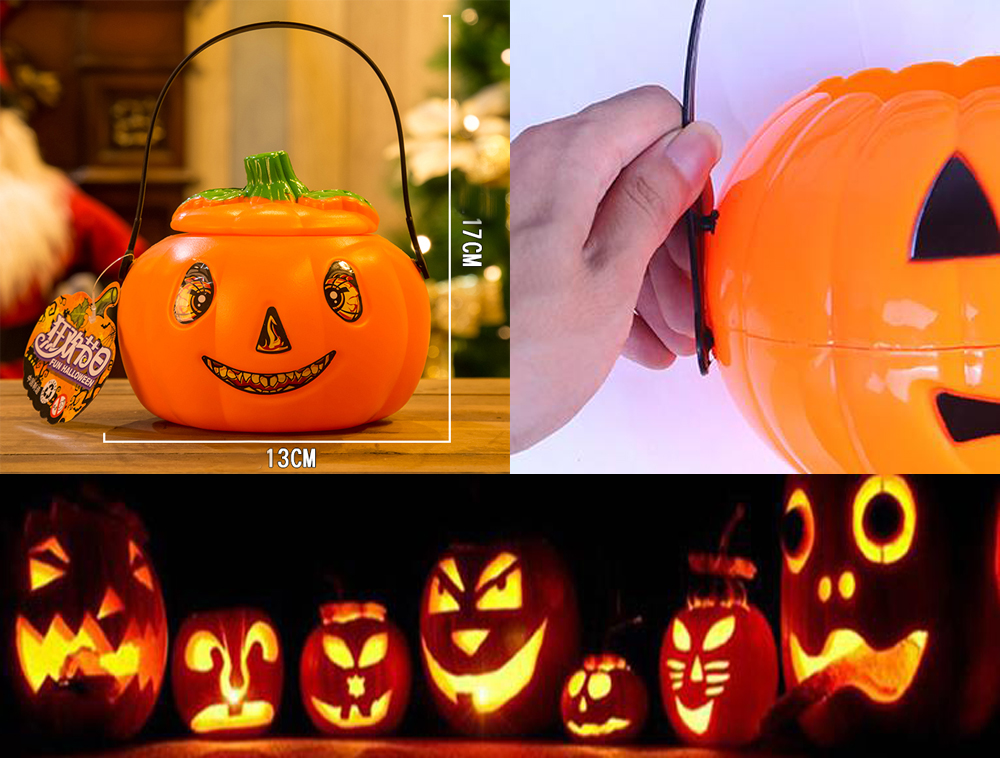 Halloween Mini Pumpkin Candy Cans Buckets Trick Or Treat Bags With A 1 ...