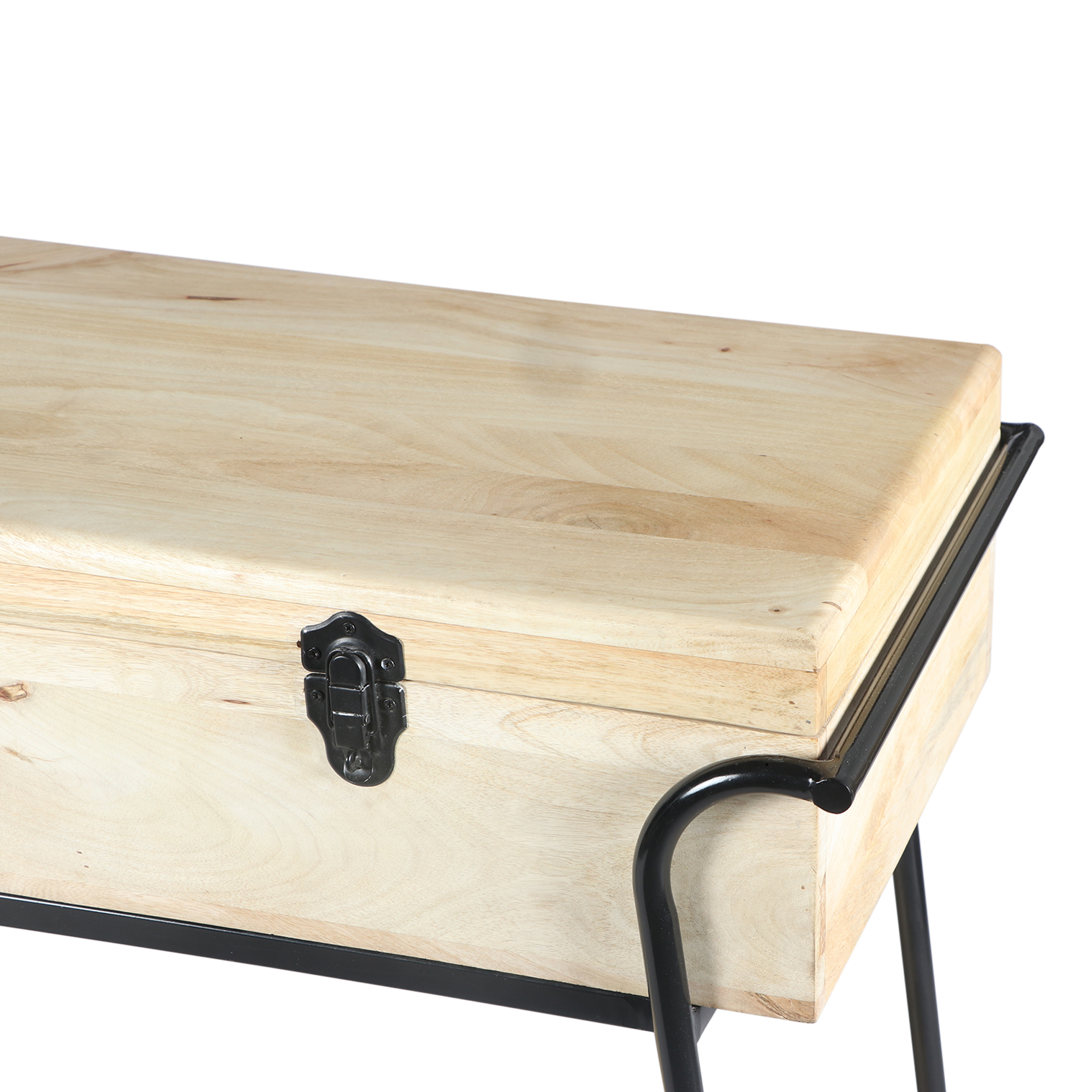 Handmade Wood And Metal Box Console Table With Removable Storage, Brown ...